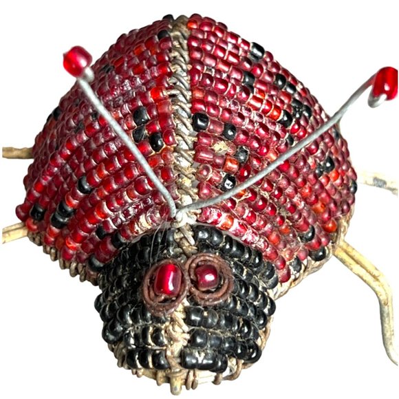 Vtg BEADED Ladybug 3.5" long x 3.5" wide x 3.5" tall Whimsical Ladybeetle READ - Picture 7 of 13
